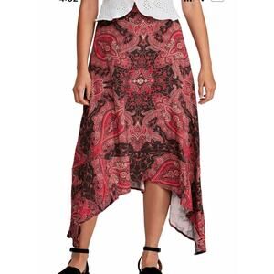 Free People At The Shore Skirt Midi Y2K Fairy Asymmetrical Boho Festival Size 8